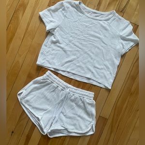 Aritzia Mesh Shorts + Tee Set
